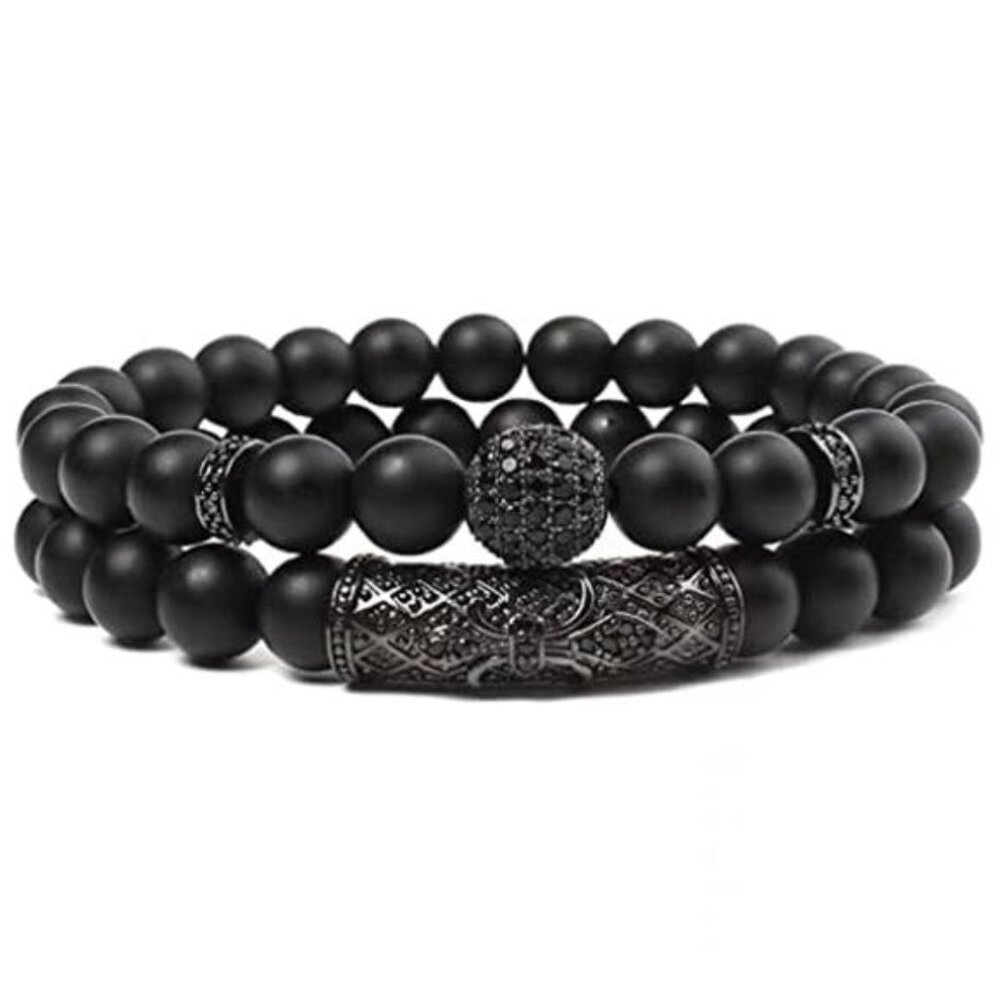 Obsidian Bracelet, Handmade Beaded 8MM Crystal Beads,Adjustable Stretch Bracelet